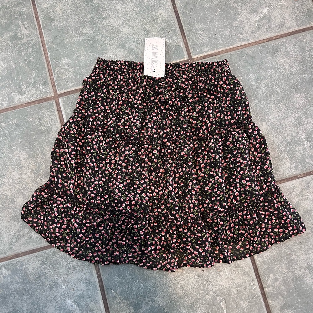 Sienna Sky Black and Pink Floral Skater Skirt